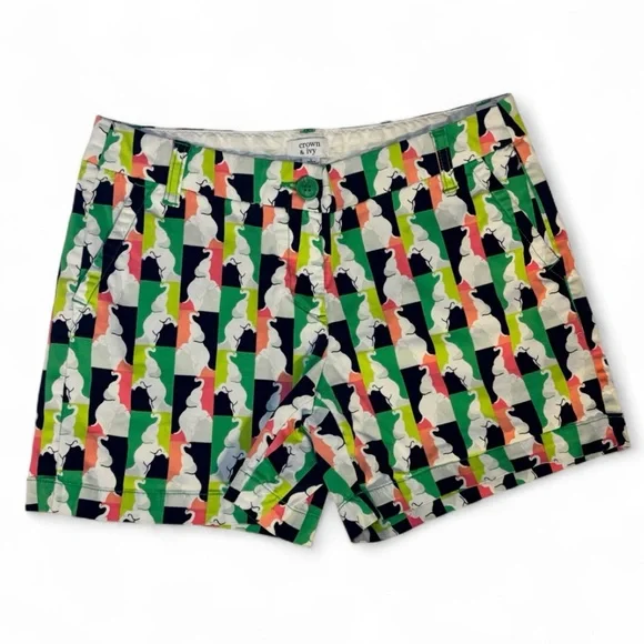 Crown & Ivy Multicolor Patterned Women Shorts Size 6 - Picture 1 of 7